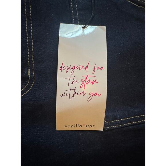 New Vanilla Star High Rise Wide Leg Flare Jeans sz 13 Waist 31 Dark Wash Denim - Picture 3 of 12